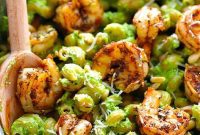 Zesty Green Pesto Pasta with Spicy Seared Shrimp