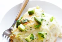 Creamy White Chicken Enchilada Bake