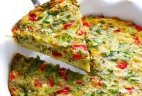 Roasted Red Pepper Pesto Frittata with Arugula