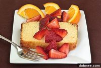 Sunshine Orange Ricotta Pound Cake with Strawberries