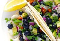 Seared Fish Tacos with Blueberry-Almond Relish