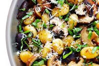Golden Gnocchi with Earthy Mushrooms, Fresh Basil and Parmesan