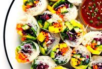 Fresh Mango Avocado Spring Rolls and Easy Peanut Sauce