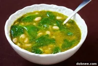Hearty Pesto White Bean and Spinach Soup