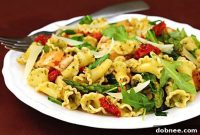 Chicken Pesto Pasta with Asparagus and Arugula