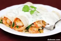 Verde Shrimp Enchiladas with Spicy Jalapeno Cream