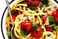 Burrata and Burst Tomato Pasta with Fresh Basil