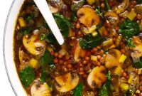 Rustic French Lentil and Mushroom Soup