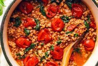 Sausage Tomato Farro Skillet
