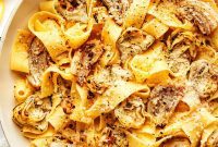 Roasted Artichoke Fennel Pasta with Toasted Butter and Lemon