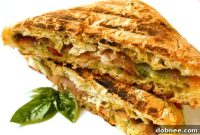 Presto Pesto Panini with Prosciutto, Provolone, and Bell Peppers