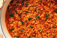 Hearty Cabbage Sausage Orzo Soup