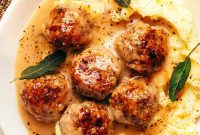 Savory Turkey Meatballs Smothered in Gravy