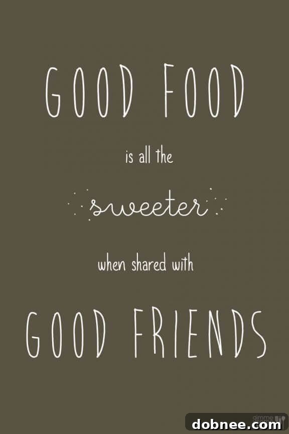 Elegant inspirational quote: 'Good Food Is All The Sweeter' accompanied by delectable-looking food, emphasizing the enhanced joy of meals shared with gratitude.