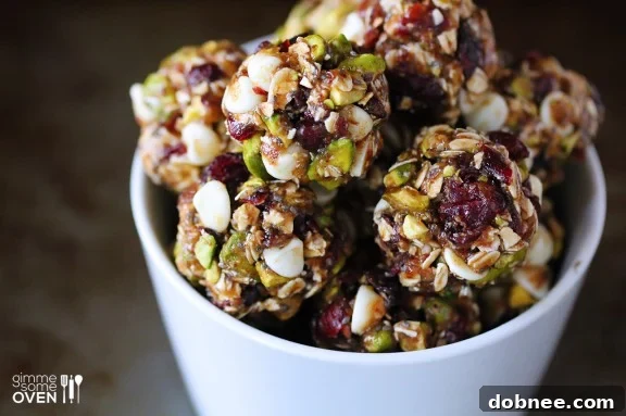 Cranberry Pistachio Energy Bites, a healthy and delicious no-bake snack recipe
