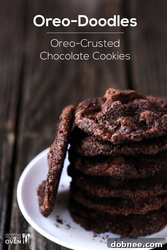 Oreo-Doodles | gimmesomeoven.com Plate of freshly baked Oreo-Doodles