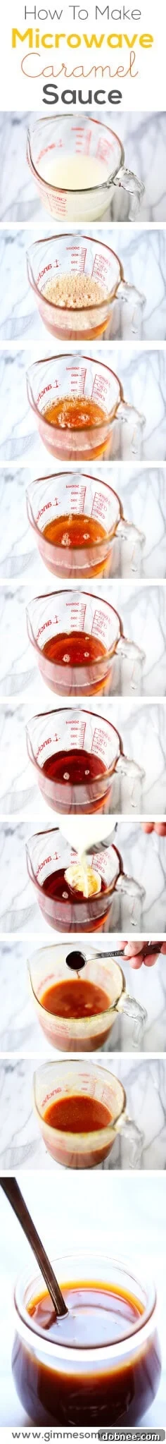 Homemade Microwave Caramel Sauce ready for drizzling, showcasing its rich color and smooth texture