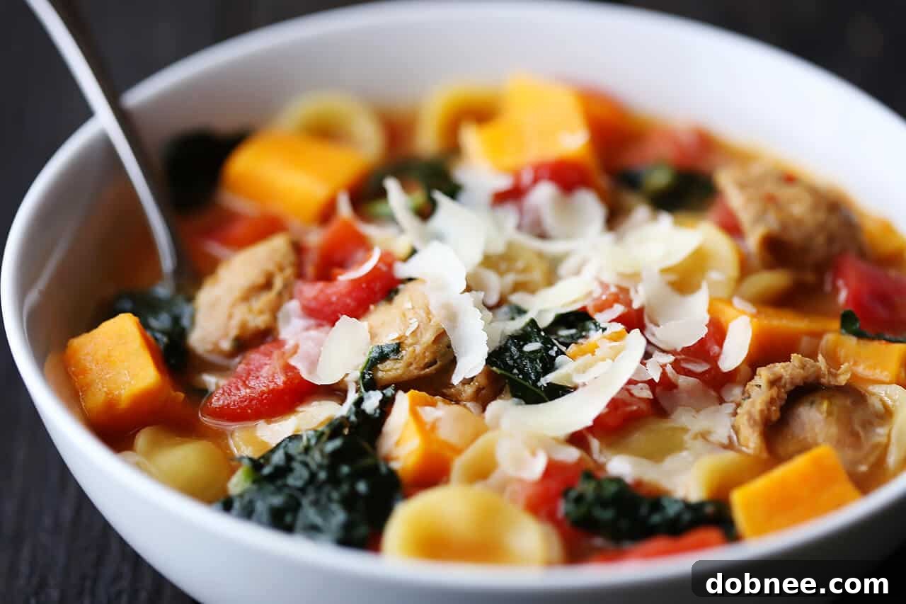 Sweet Potato, Sausage & Kale Soup