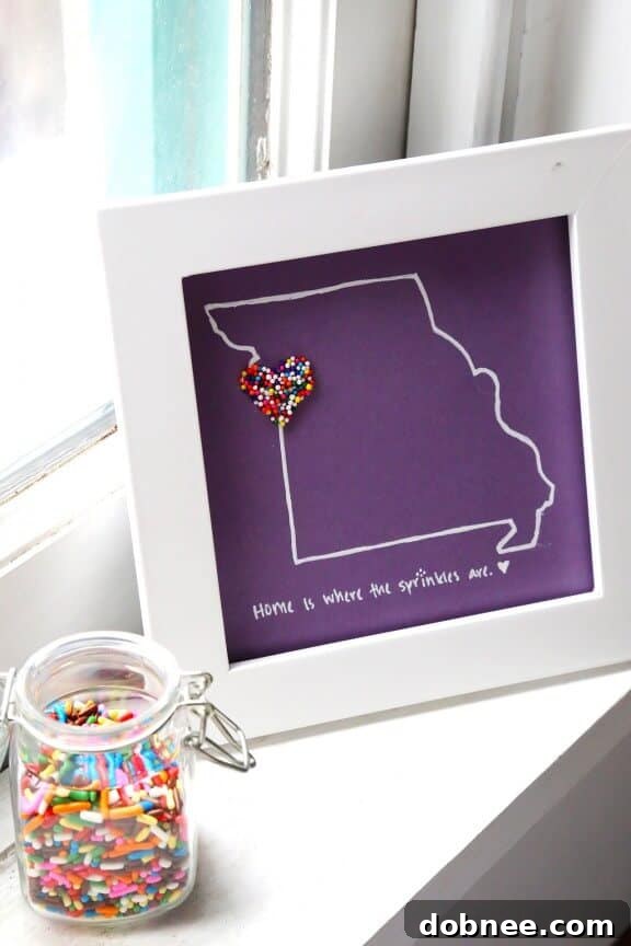 Colorful DIY Sprinkles Art with inspirational quotes for home decor.