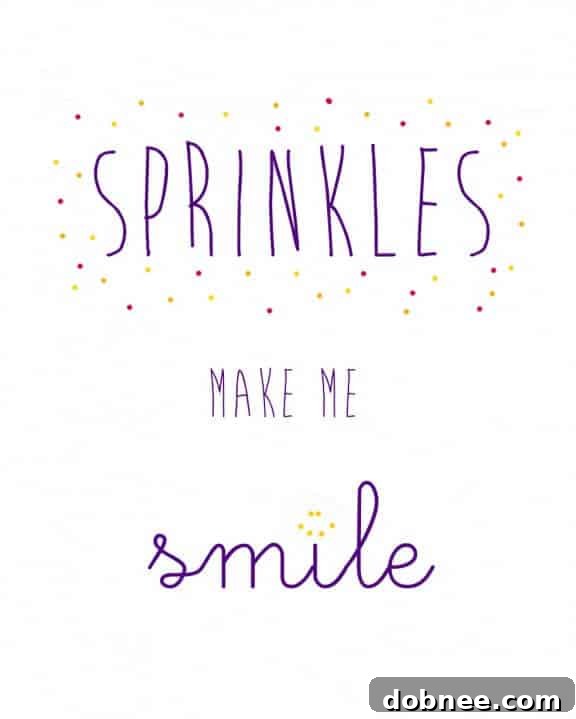Inspirational quote art: Sprinkles Make Me Smile, a cheerful DIY home decor idea.