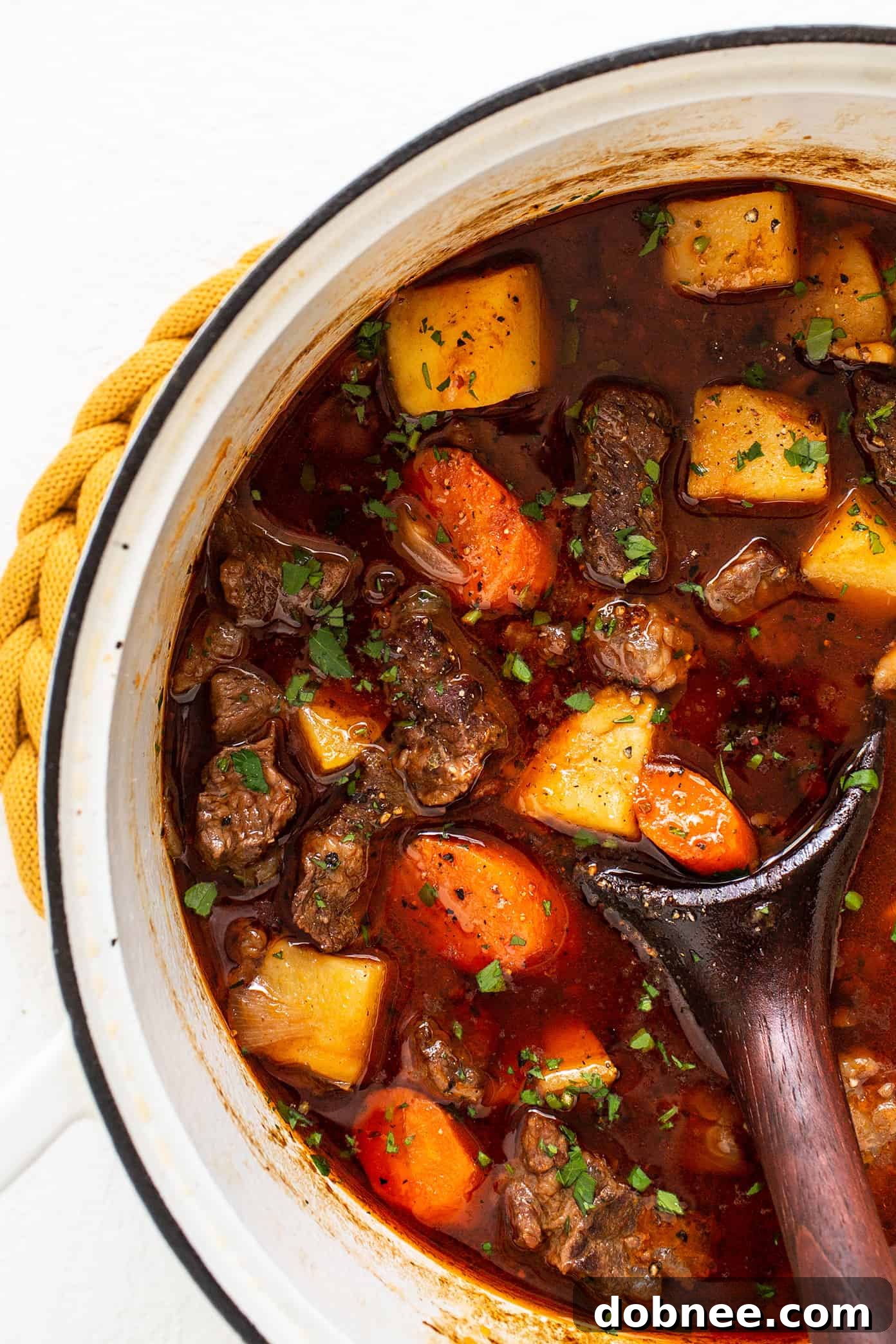 Guinness Beef Stew with creamy broth