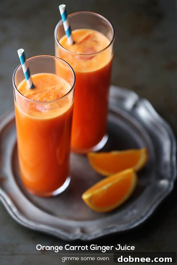 Freshly Poured Orange Carrot Ginger Juice