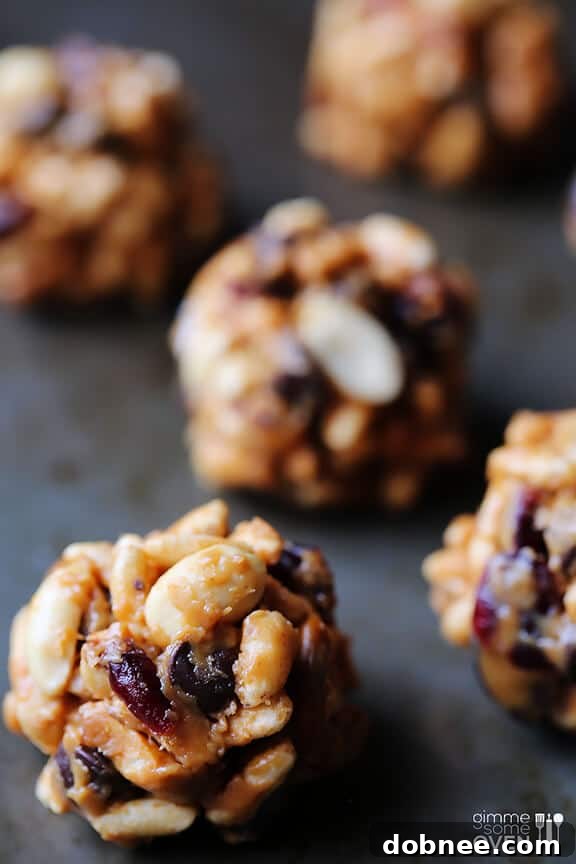 Rolling Trail Mix Energy Bites into balls