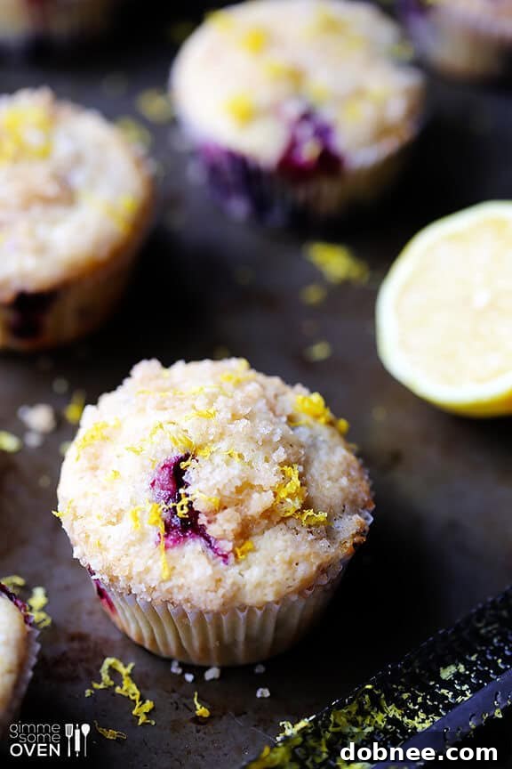 Individual Lemon Blueberry Muffin with streusel