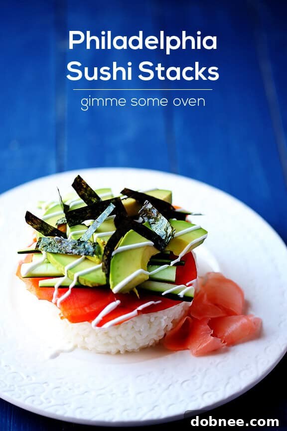 Philadelphia Sushi Stacks with fresh ingredients