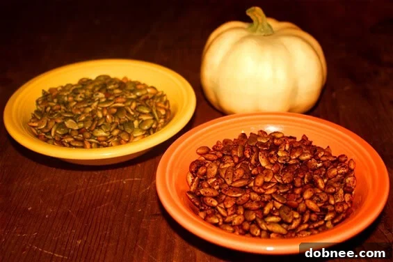 Perfectly roasted pumpkin seeds (pepitas) ready for snacking.