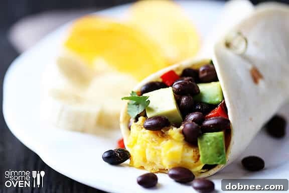 Delicious Black Bean and Avocado Breakfast Burritos
