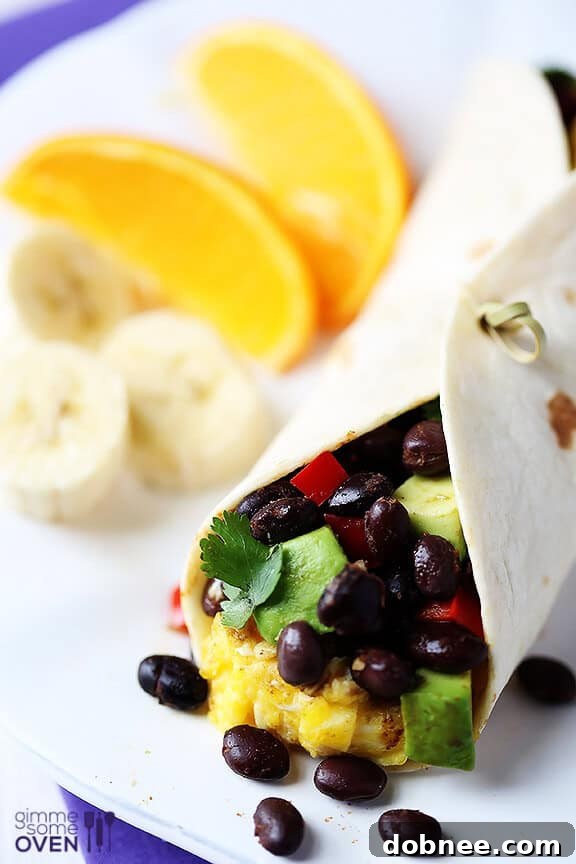 Black Bean and Avocado Breakfast Burritos Recipe