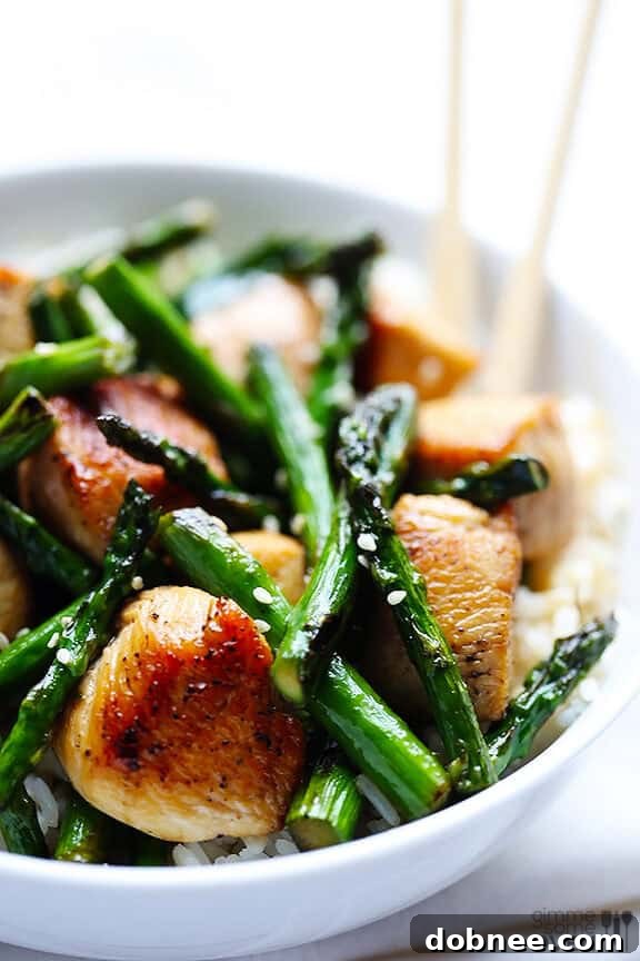 Cooking Chicken and Asparagus in a skillet