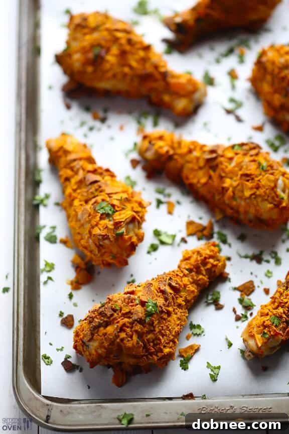 Oven-fried sweet potato chip chicken served with fresh parsley