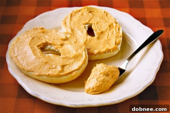 Close-up of creamy pumpkin cream cheese spread