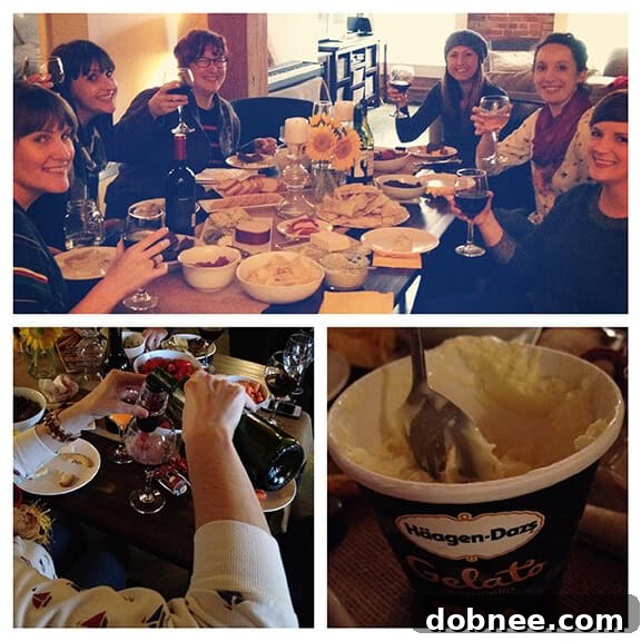 Friends enjoying happy hour with wine, cheese, and flatbread