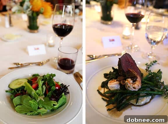 Gourmet dinner featuring Dole fresh greens and fruits