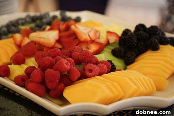 Abundant fresh Dole fruit for breakfast