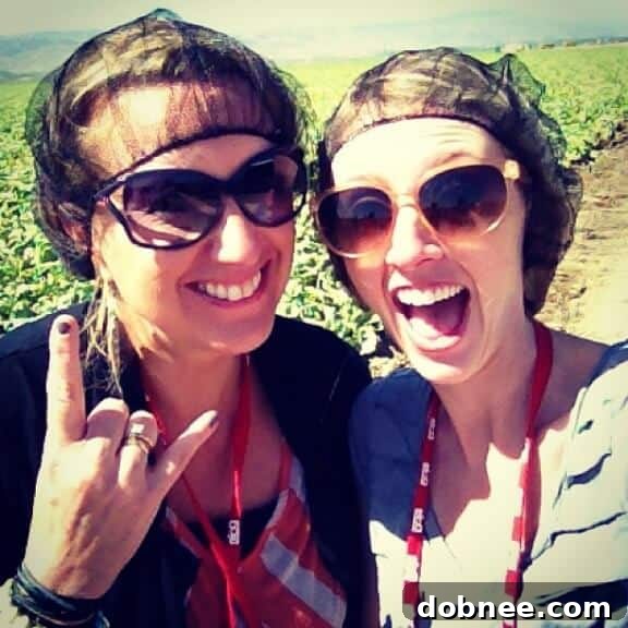 Heidi dons a hairnet for the lettuce field tour
