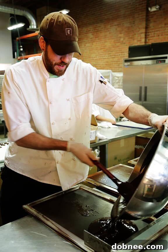 Pouring Liquid Chocolate into Molds