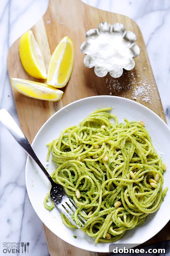 Preparing fresh arugula for pesto pasta