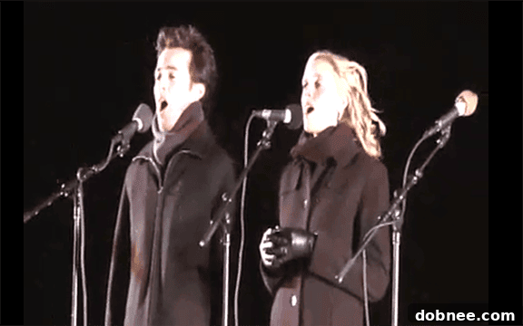 Cameron and the author singing at a cold holiday concert