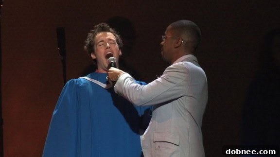Cameron singing at a national choir competition