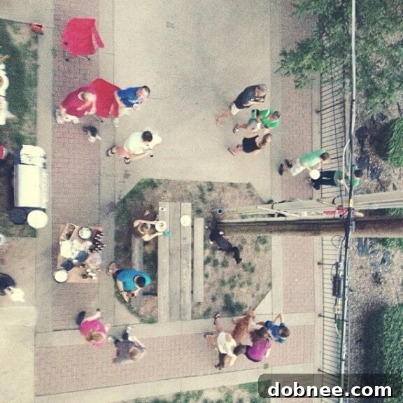 Happy dogs playing off-leash during a lively neighborhood gathering with friends and food.