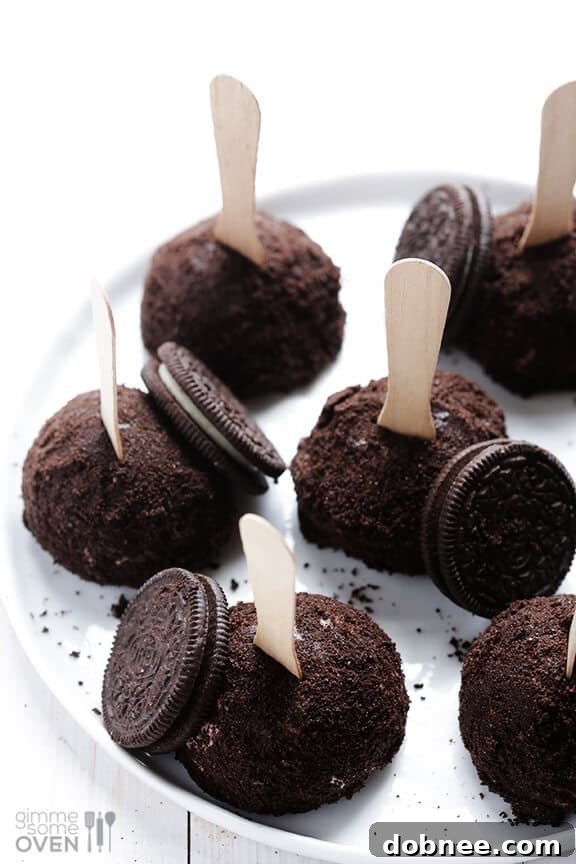 Oreo Ice Cream Truffles on a decorative plate, ready for serving