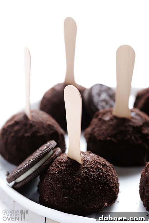 Varied shots of Oreo Ice Cream Truffles, showcasing their versatility