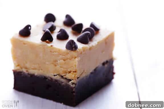 A tray of freshly baked Peanut Butter Fudge Brownies