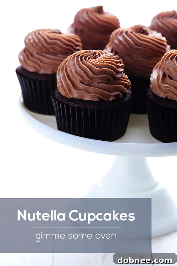 Decadent Nutella Cupcakes 9 Close-up of Finished Nutella Cupcakes with Frosting Swirl