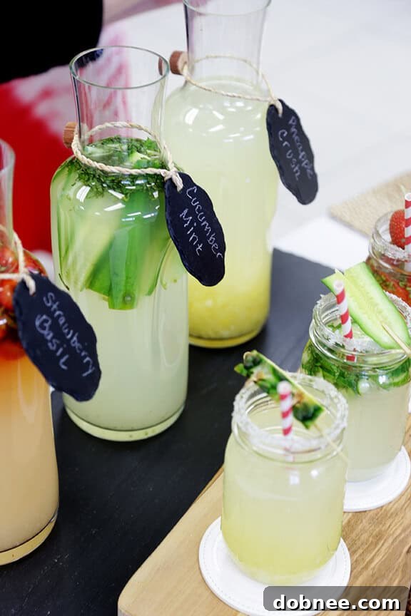 Refreshing ALDI Lemonade Drink Bar with Fresh Herbs and Fruits | gimmesomeoven.com