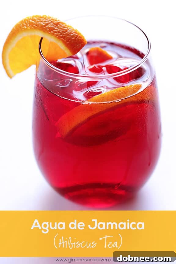A refreshing pitcher of Agua de Jamaica (Hibiscus Tea) ready to be served.